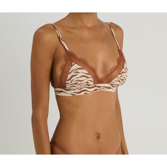 Love Stories Other - Anthropologie Love Stories Love Lace Zebra Print Bra Sz 32 A/B Brown Cream NWT